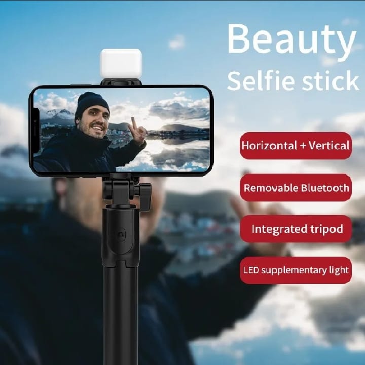 Portable Selfie Stick & LED Stand – Wireless