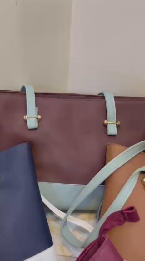 3 Piece Tote Handbag Elegant Design Premium Quality Smooth Finish Easy Carry For Daily Fashion Needs - Black and Skin